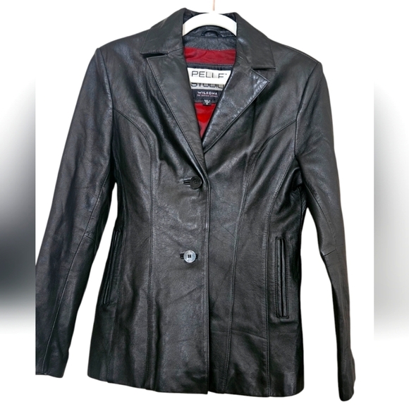 Vintage Pelle Studio by Wilsons Leather Fitted Leather Blazer – Y2K Black. Small - Picture 2 of 15